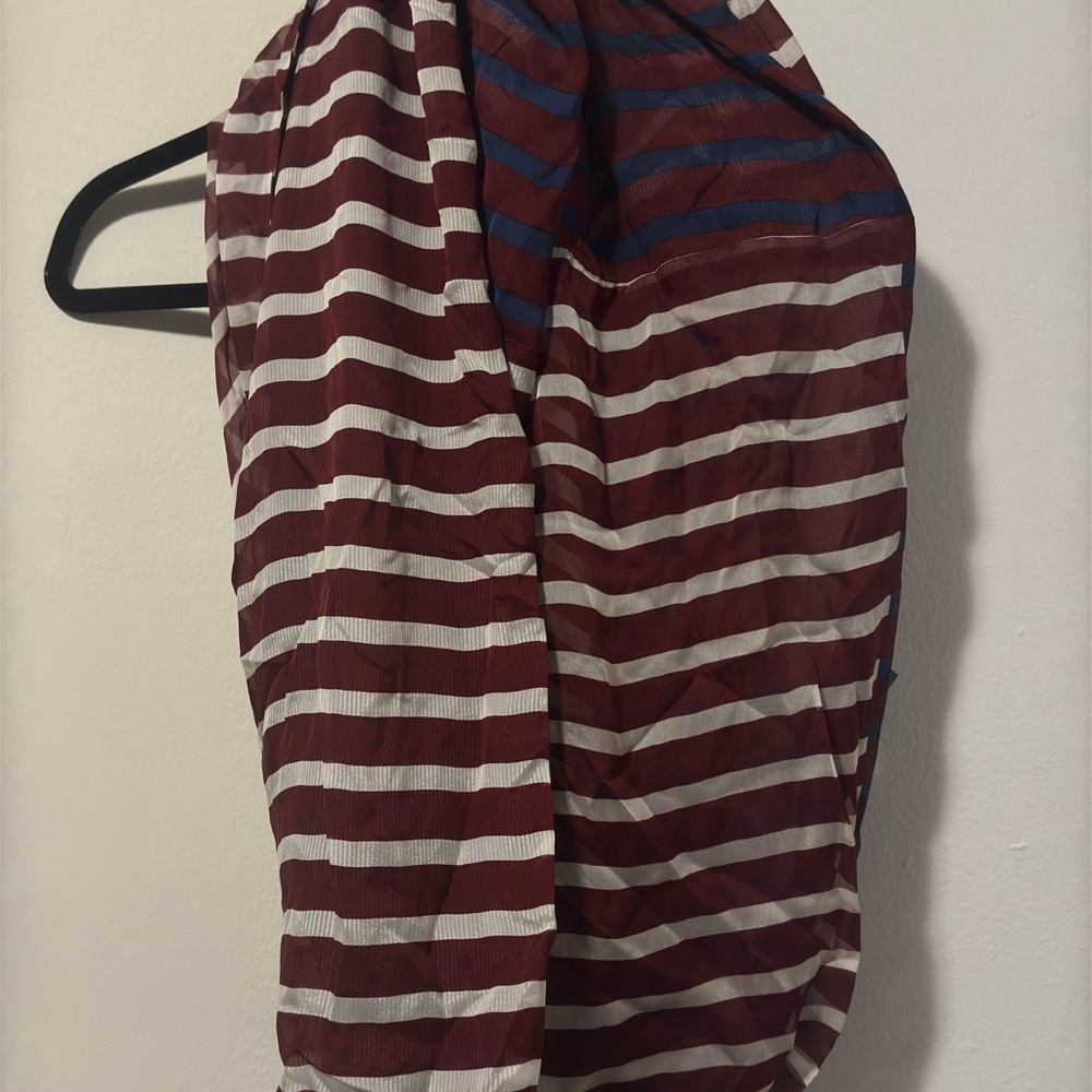 J. Crew Red and White Striped Scarf